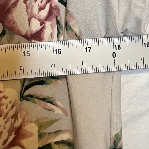 REBORN J Grayish Floral Side Tie Shirt Soft Sleeve Feminine Modest Size Medium - Picture 10 of 12